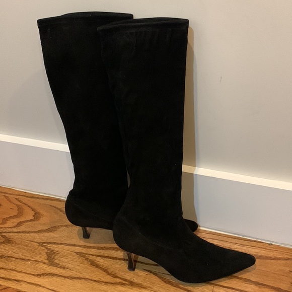 Manolo Blahnik Black Suede Sock Boots - Picture 9 of 16